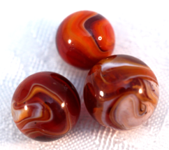 3 Old Red Slag Marbles Graduated Sizes - £23.88 GBP
