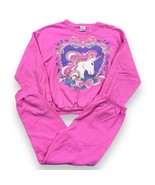 Vtg 90s Pink Unicorn Sweatshirt Pant Set Youth Girls Sz 14 New Floral Heart - £26.01 GBP