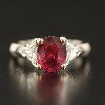 2.64CT Oval Cut Ruby Engagement Ring Art Deco 14K White Gold Ruby Wedding Ring - £961.00 GBP