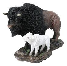 Native American Bison Buffalo Father with White Calf Decorative Figurine... - €25,92 EUR