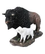 Native American Bison Buffalo Father with White Calf Decorative Figurine... - $545.74 MXN