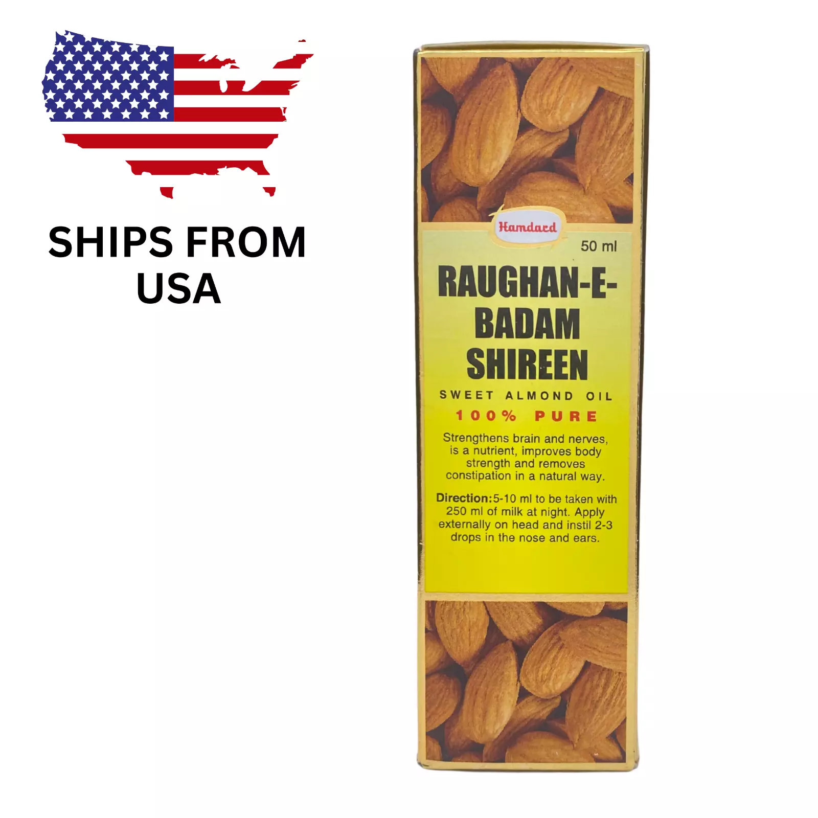 Badam Rogan Oil Shirin Almond 100 % Pure Hamdard Sweet Roghan 50 Ml (USA... - $20.56 CAD
