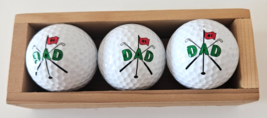 Spalding   #1 Dad  Golf Balls  Set of 3  With Wooden Case  Brand New  Gr... - $9.92