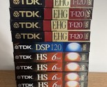 Lot of 9 TDK Blank VHS T-120 (4) HS - (1) DSP - (4) E-HG - $21.55