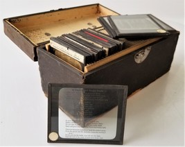 LOT of 27 antique MAGIC LANTERN GLASS SLIDES church hymns with CASE - £53.69 GBP