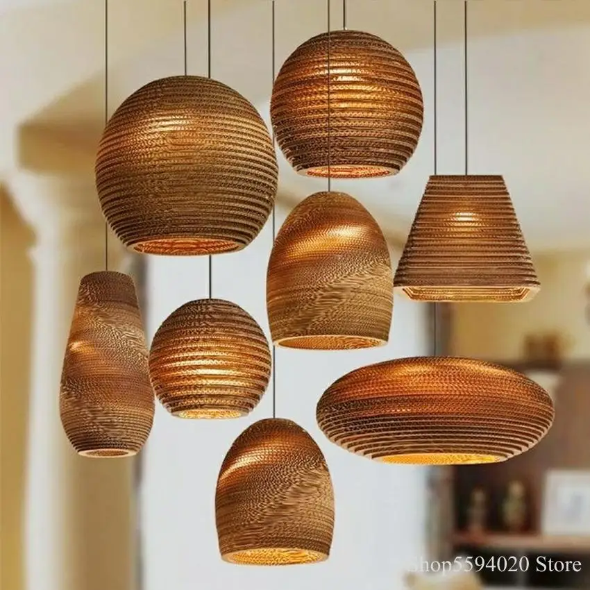 Toral silkworm chandelier lights paper pupa made cafe bar hang lamp nordic style dining thumb200