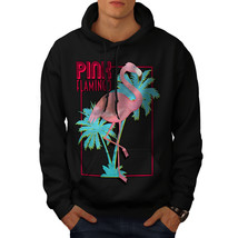 Wellcoda Pink Flamingo Island Mens Hoodie, Tropical Casual Hooded Sweatshirt - £25.27 GBP+