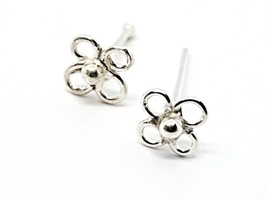 Flower Nose Stud Four Petal 22g (0.6mm) 925 Stirling Silver Ball or L Bend Stud - £2.94 GBP