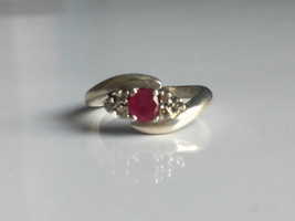 AAA quality natural ruby ring with natural full cut diamonds in 925 ster... - £148.99 GBP