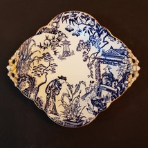 1976 Royal Crown Derby MIKADO Blue/White Asian Theme Nut Candy Dish Lacy Footed - £79.12 GBP