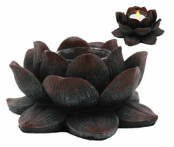 Ebros Lotus Meditation Flower Tea Light Candle Holder 4.5&quot;W (Bronze Patina) - £16.77 GBP