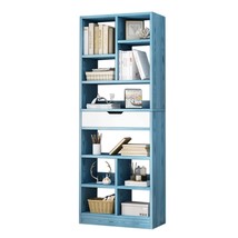 Wooden Open Shelf Bookcase - 71 Inches Tall Freestanding Display Storage Cabinet - £146.17 GBP