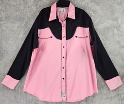 Panhandle Slim Shirt Womens 1X Pink Black Western Cowgirl Diamond Pearl Snap - £70.45 GBP