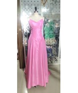 V Neck Sleeveless Taffeta Pink  Evening Dresses Simple Prom Dresses - $148.00