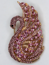 4.10Ct Marquise Cut Simulated Pink Rhinestone Swan Brooch Pin 14K Rose Gold Over - £116.80 GBP