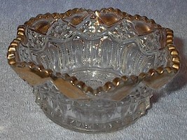 EAPG Pressed Pattern Glass Bowl with Gold Trim - £6.35 GBP