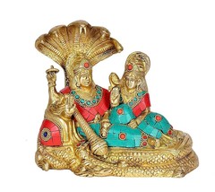 Vishnu statue brass lord avatar with goddess Lakshmi 6 inches height - £122.79 GBP