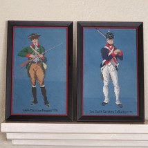 Vintage 1960 Hand Stitch Rangers Infantry Framed Art 16x10.5 Inch SET OF 2 - £47.55 GBP