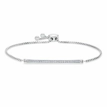 0.15Ct VVS/DE Moissanite Set Single Bar Adjustable Bolo Bracelet in 925 Silver - £92.16 GBP