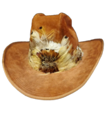 Hush Puppies Vintage Hat Brown Suede and Feathers Size 6 - $136.75 CAD