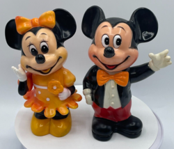 Vintage Walt Disney Mickey Mouse &amp; Minnie Mouse Vinyl Figure Piggy Coin ... - $28.49