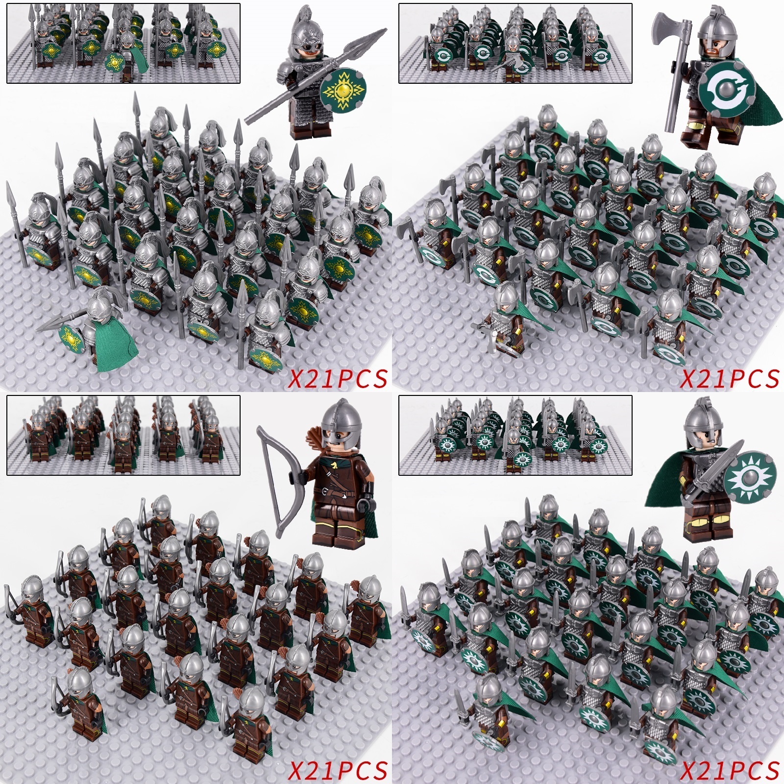 Rohan Elite Soldiers Royal Guard Archers The Lord of the Rings 21pcs Minifigures
