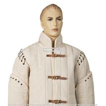 Ecru Gambeson Type I Wool Felt Medieval Padded Armor Coat SCA WMA Jacket - £63.85 GBP