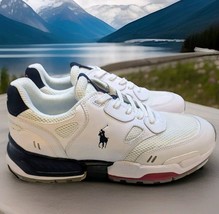 POLO RALPH LAUREN MENS Shoes  LEATHER /MESH SNEAKERS  WHITE/NAVY/RED SIZ... - $84.15