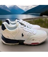 POLO RALPH LAUREN MENS Shoes  LEATHER /MESH SNEAKERS  WHITE/NAVY/RED SIZ... - $84.15