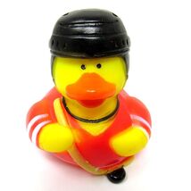 Hockey Player Rubber Duck 2 inch Red Uniform Helmet Stick  Sports US Seller - $8.92