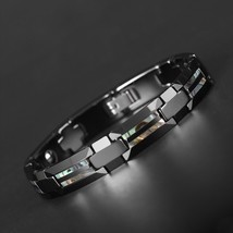Good For Health Magnetic Bracelet Men Luxury Black Ceramic Natural Shell Tungste - £37.15 GBP