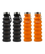 BEQU 550ml/18 fl oz Collapsible Silicone Water Bottle - Set of 4 (Black,... - $61.70 CAD
