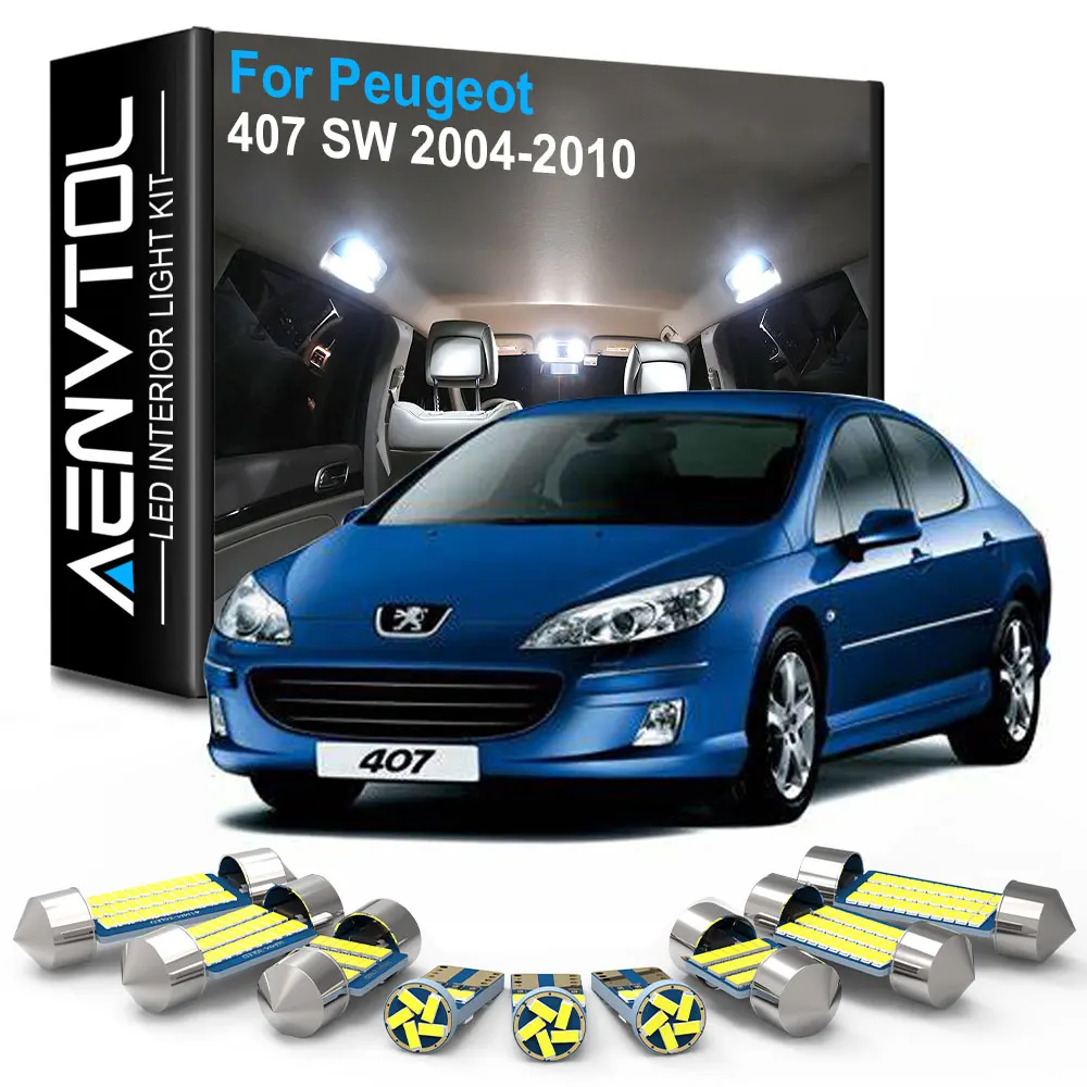 AENVTOL 10pcs Canbus Interior LED Lights For Peugeot 407 SW Coupe 2004-2008 2009 - £16.14 GBP+