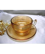 2022  Antique Jeannette Moderne Marigold Iridescent Cup N Saucer - $6.00