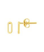 14k Yellow Gold Paperclip Link Stud Earrings - $138.59