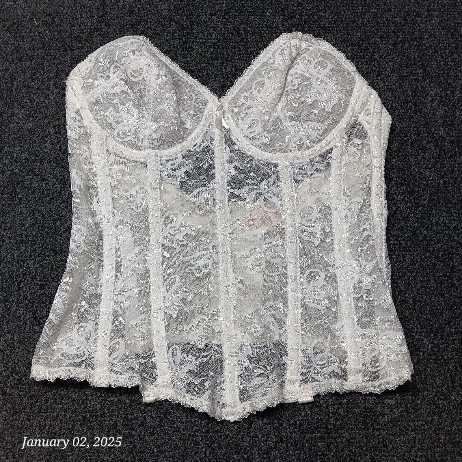 Vintage Backless by Smoothie Longline Ivory Lace Corset Bra Women Size 36B - $21.92