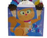 Viola Happy Birthday Kitty Ice Cream Pattern Gift Bag  8 Inches Tall - £13.83 GBP