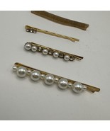 Vintage Pearl &amp; Gold Hair Pins – Set of 4 Elegant Bobby Pins Bridal Prom - $14.00