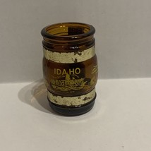 Vintage Old Souvenir Idaho Barrel Mug Shot Glass Wooden Handle *Wear* - £6.44 GBP