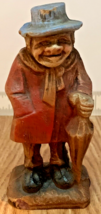 Vintage 1940-50’s Old Man, Overcoat Umbrella Figurine, Resin, [e-03] - $14.10 CAD