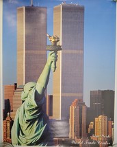 M) Vintage World Trade Center Statue of Liberty Twin Towers Poster Getty... - £15.85 GBP