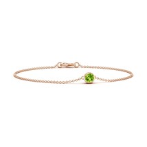 ANGARA Natural 0.3 Ct AAA-Grade Round Peridot Chain Bracelet in 14K Soli... - $312.55