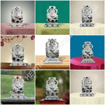 Marble Ganpati Ganesh Statue Unique Design Precious Inlay Stone Gift Decor E1347 - £260.07 GBP