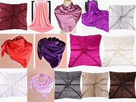 Variety Color 35&quot; Scarf Large Square Satin Silk Feel Head Neck Wrap Scar... - $17.99