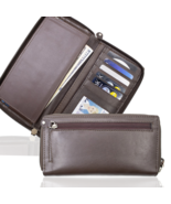 Genuine Leather Brown Checkbook Cover Credit Card Holder with RFID Blocking - $22.99