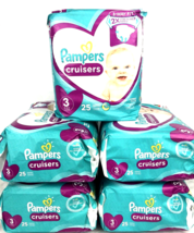 5 Packs Pampers Cruisers Diapers 25ct Each Size 3 Jumbo Pack 3-Way Fit 1... - £30.37 GBP