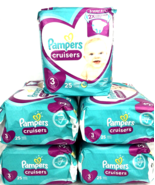 5 Packs Pampers Cruisers Diapers 25ct Each Size 3 Jumbo Pack 3-Way Fit 1... - £30.20 GBP