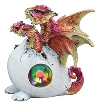 Solar Raeon Crystal Hydra 3 Headed Dragon Hatchling In Egg Shell Statue Decor - £23.14 GBP