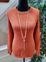Cotton Emporium Women Orange Long Sleeve Round Neck Pullover Knit Sweate... - £19.57 GBP