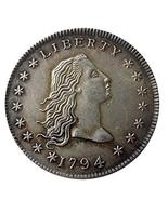 Rare Antique United States USA 1794 Year Flowing Hair Liberty Silver Color Coin - $27.62